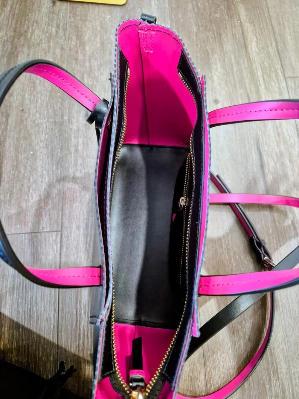 kate spade Black Tote with Hot Pink Trim and Tag